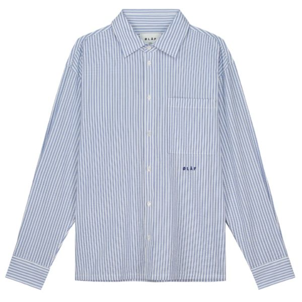 Olaf Seersucker Boxy Overhemd Blauw/Wit