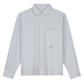 Olaf Seersucker Boxy Overshirt Licht Blauw