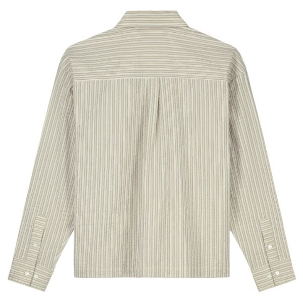 Olaf Seersucker Boxy Overshirt Off White
