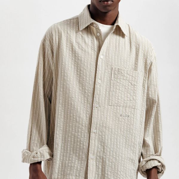 Olaf Seersucker Boxy Overshirt Off White