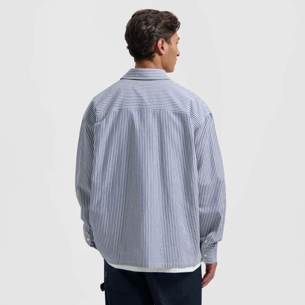 Olaf Stain Logo Stripe Overhemd Blauw
