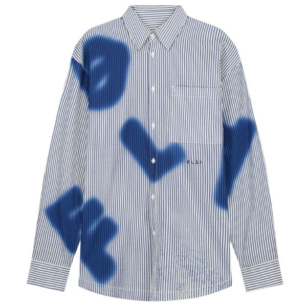 Olaf Stain Logo Stripe Overhemd Blauw