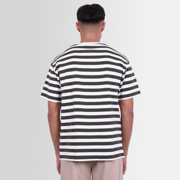 Olaf Stripe Sans T-shirt Wit/Groen