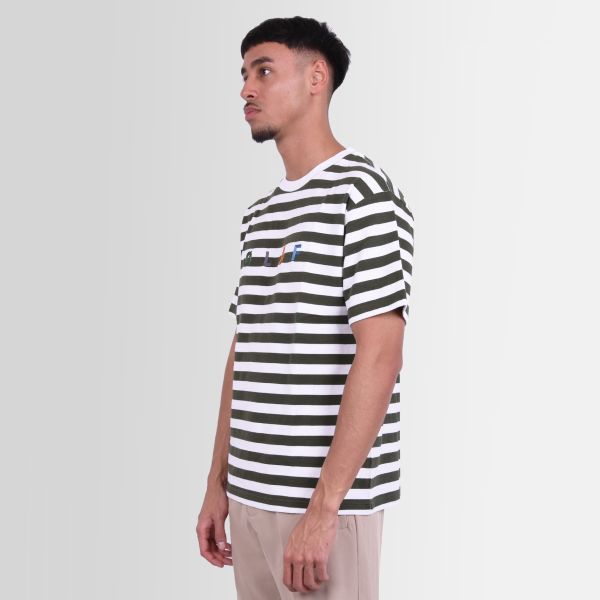 Olaf Stripe Sans T-shirt Wit/Groen