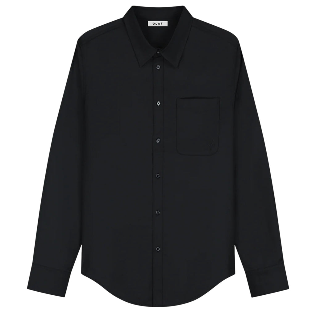 Olaf Tropical Wool Blend Overhemd Zwart