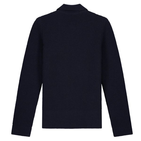 Olaf Waffle Knitted Polo Navy