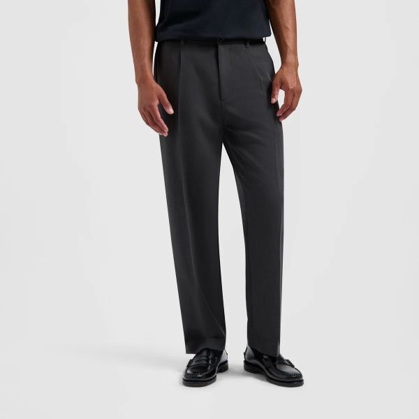 Olaf Wool Tailored Pleated Broek Antraciet