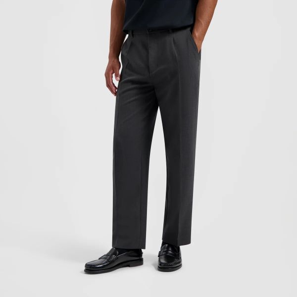 Olaf Wool Tailored Pleated Broek Antraciet