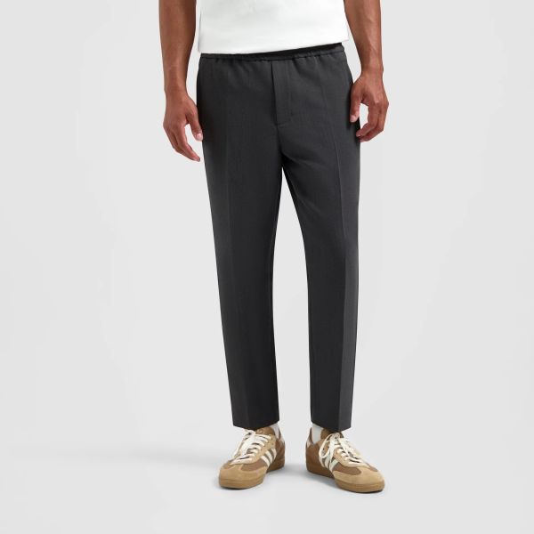 Olaf Wool Tailored Slim Elasticated Broek Antraciet