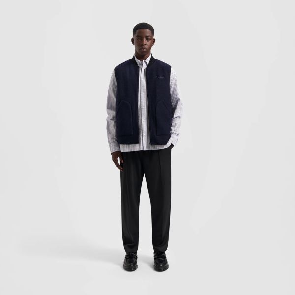 Olaf Wool Zip Vest Navy