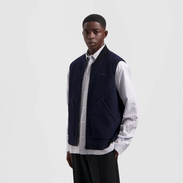 Olaf Wool Zip Vest Navy