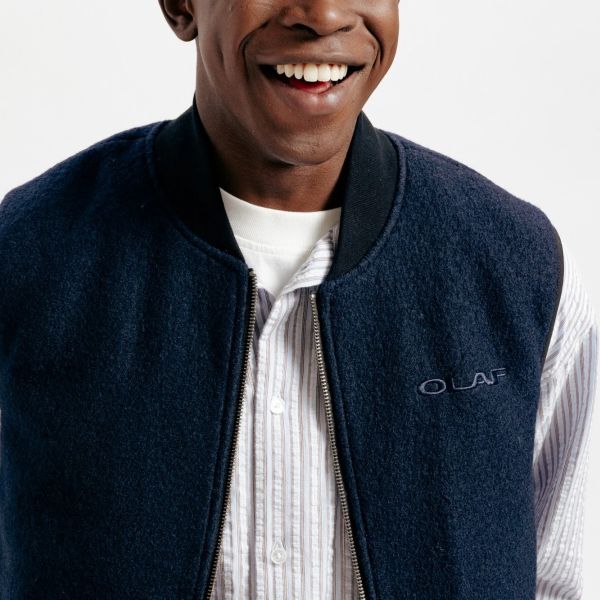 Olaf Wool Zip Vest Navy