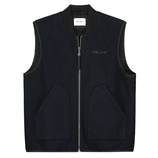 Olaf Wool Zip Vest Navy
