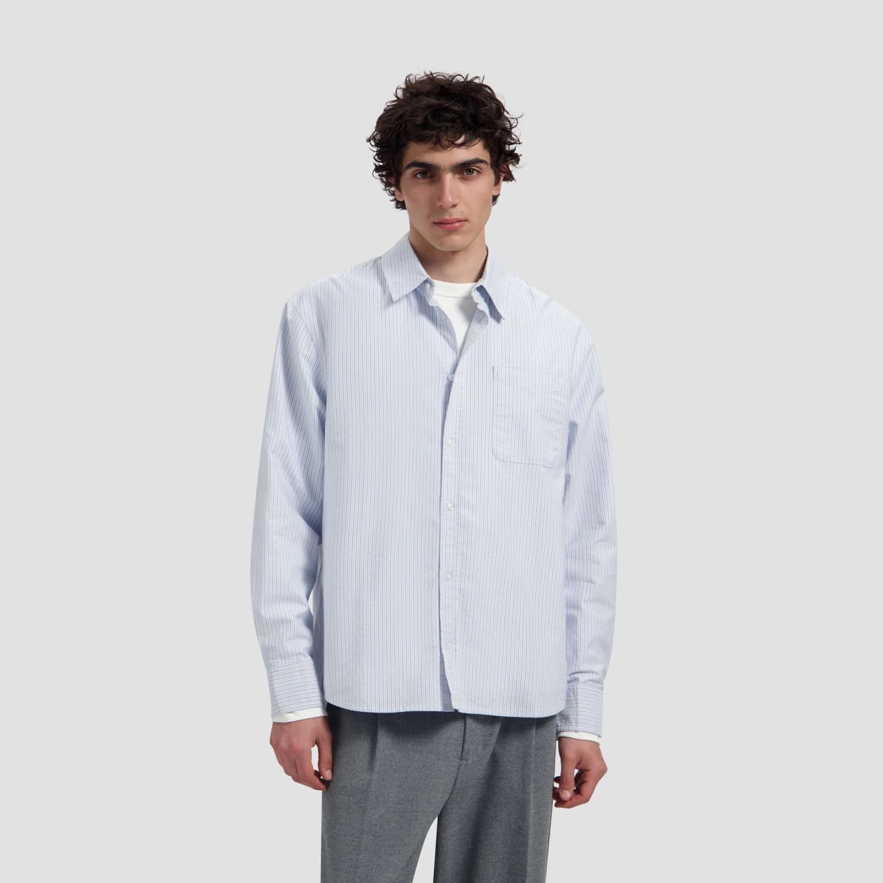 Olaf Oxford Relaxed Overhemd Wit/Blauw