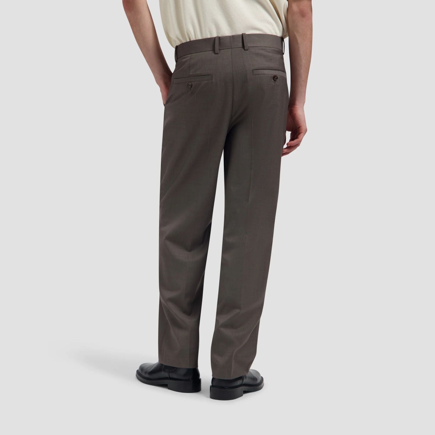 Olaf Regular Wool Pleated Chino Bruin