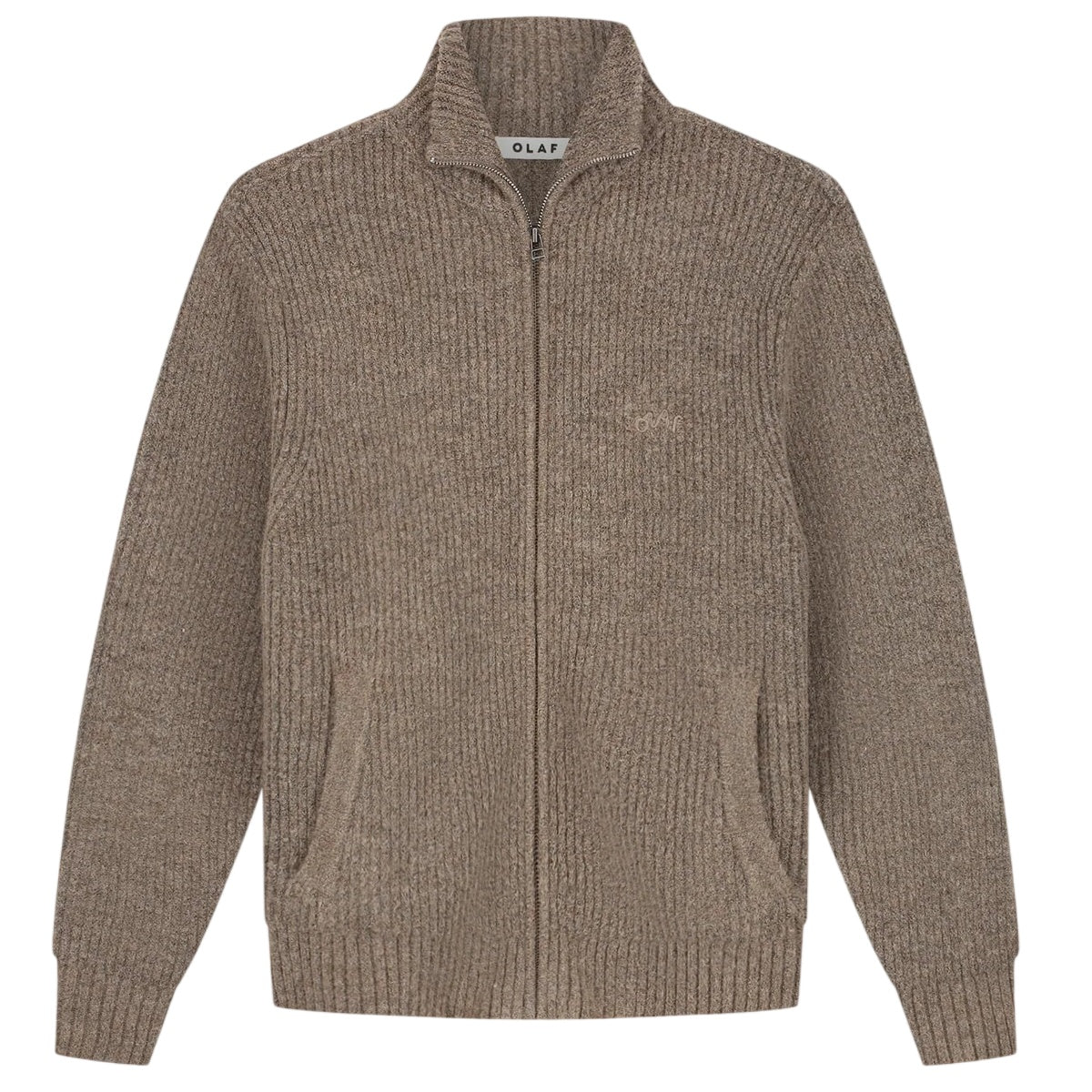 Olaf Signature Zip Knitted Mock Neck Vest Bruin