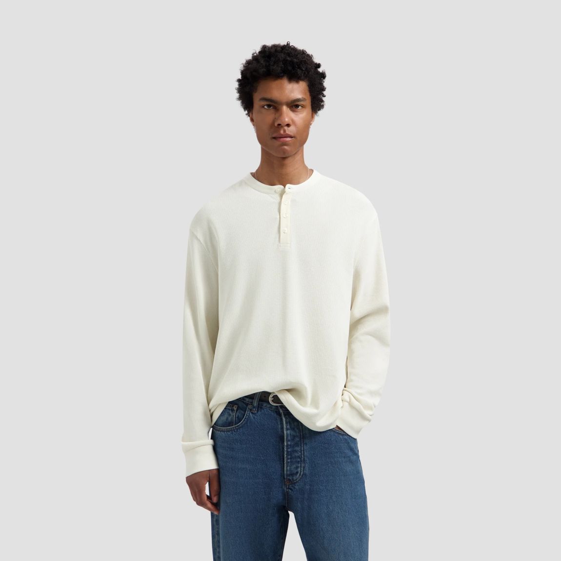 Olaf Waffle Henley Longsleeve T-shirt Off White