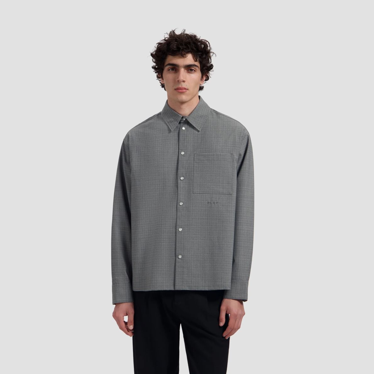 Olaf Wool Boxy Overhemd Grijs