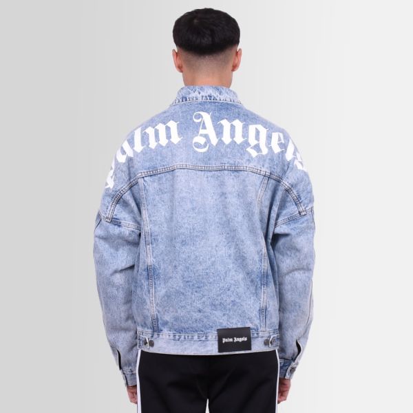 Palm Angels Backlogo Spijkerjas Licht Blauw