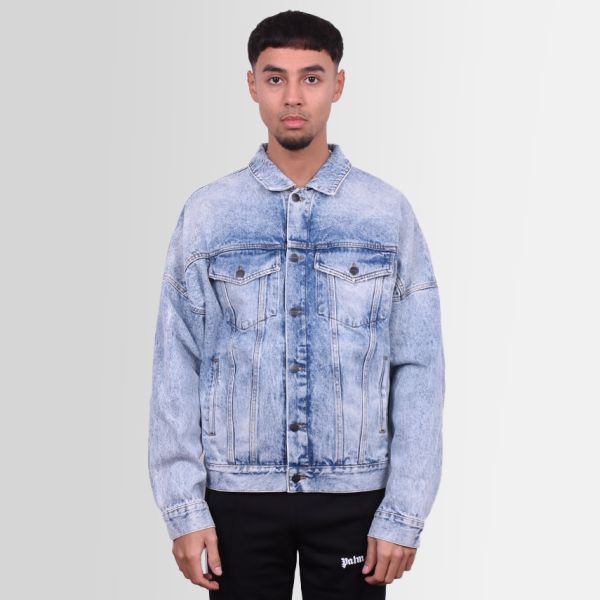 Palm Angels Backlogo Spijkerjas Licht Blauw