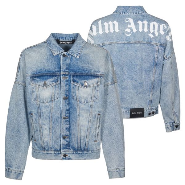 Palm Angels Backlogo Spijkerjas Licht Blauw