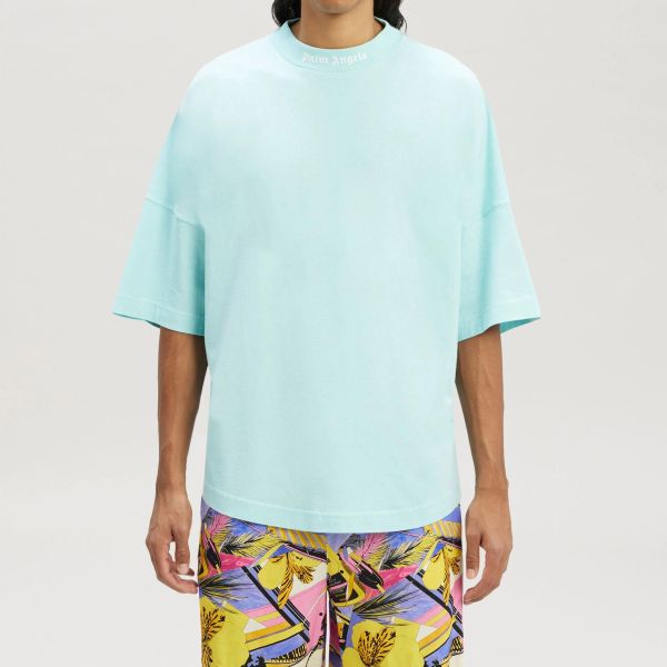 Palm Angels Classic Logo Over T-shirt Licht Blauw