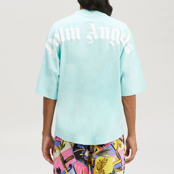 Palm Angels Classic Logo Over T-shirt Licht Blauw