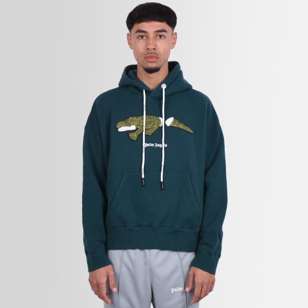 Palm Angels Croco Hoodie Donker Groen
