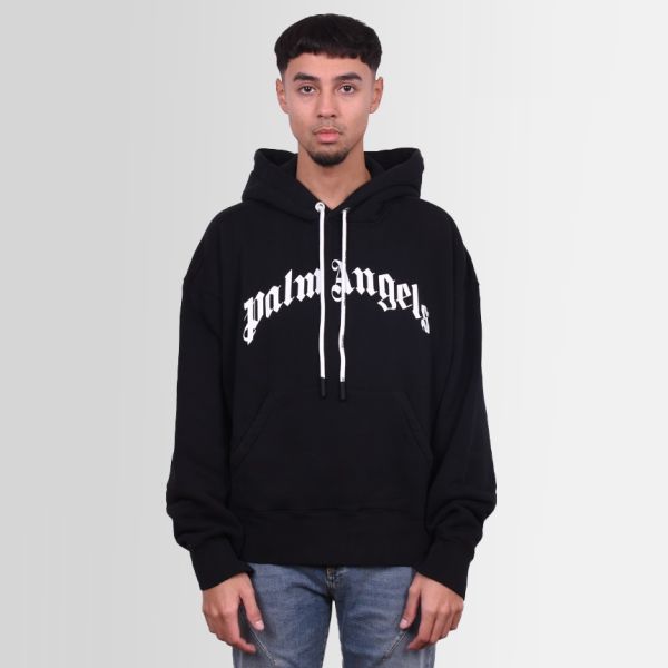 Palm Angels Curved Logo Hoodie Zwart