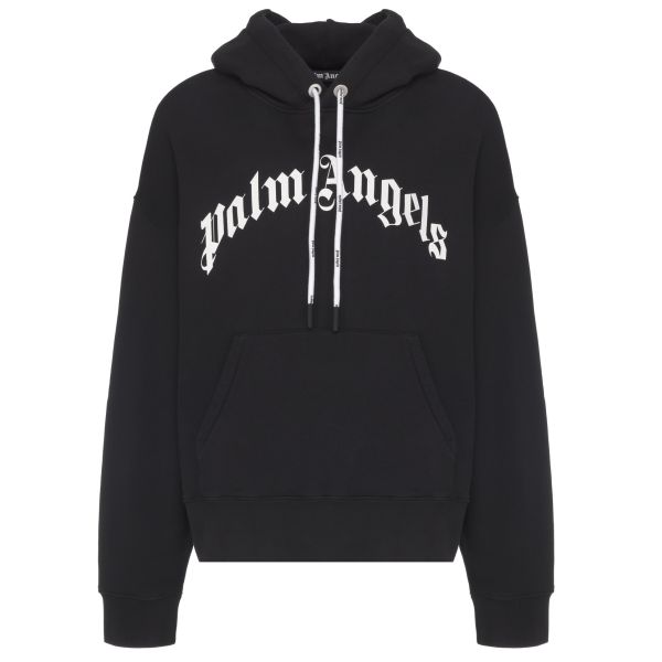 Palm Angels Curved Logo Hoodie Zwart