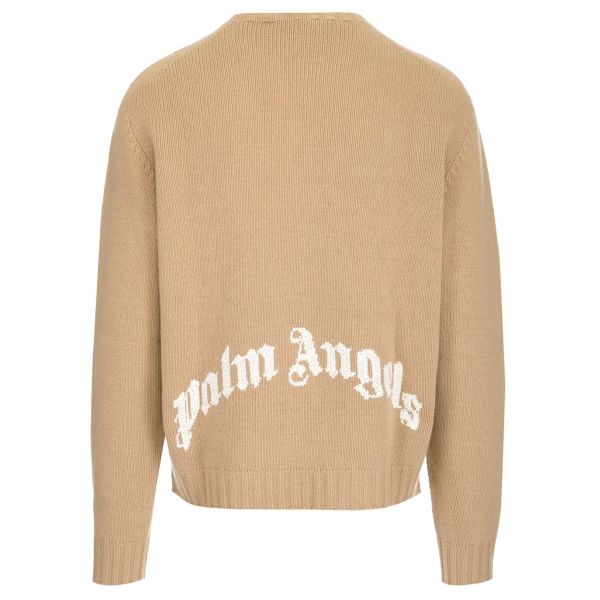 Palm Angels Curved Logo Sweater Beige