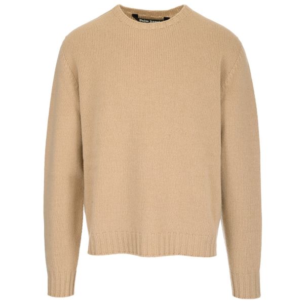 Palm Angels Curved Logo Sweater Beige