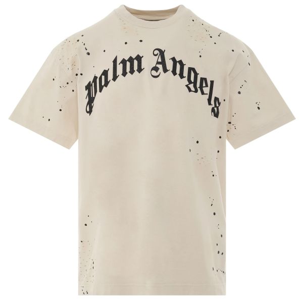 Palm Angels Glittered Logo Classic T-shirt Off White