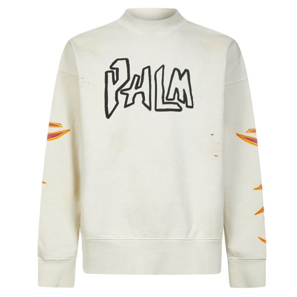Palm Angels Graffiti Flames Sweater Off White