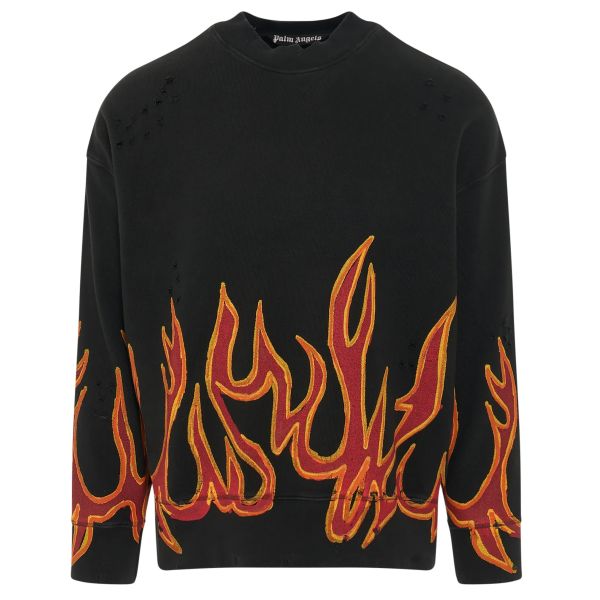 Palm Angels Graffiti Flames Sweater Zwart