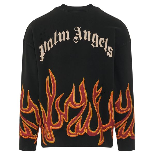 Palm Angels Graffiti Flames Sweater Zwart