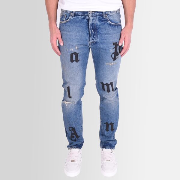 Palm Angels Logo Patch Classic Jeans Blauw