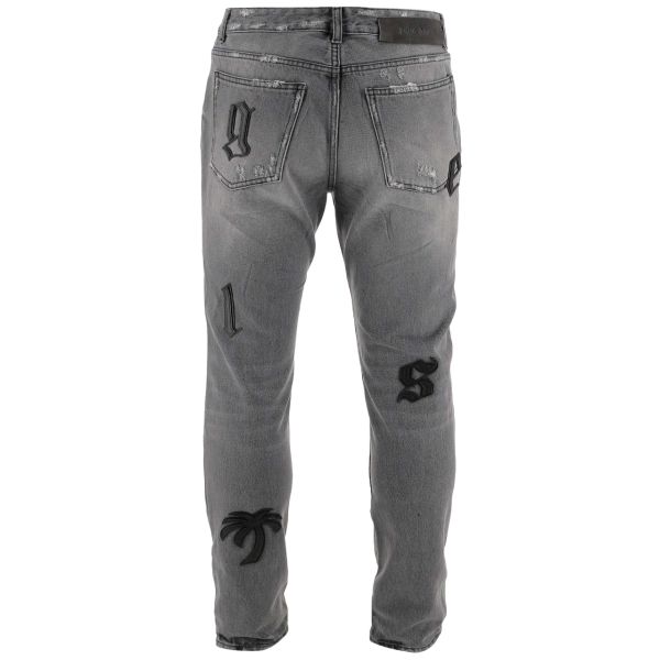 Palm Angels Logo Patch Classic Jeans Grijs