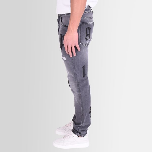 Palm Angels Logo Patch Classic Jeans Grijs