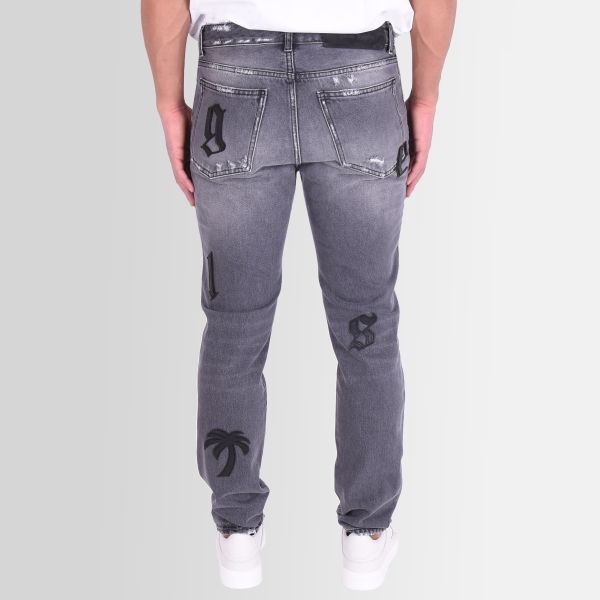 Palm Angels Logo Patch Classic Jeans Grijs