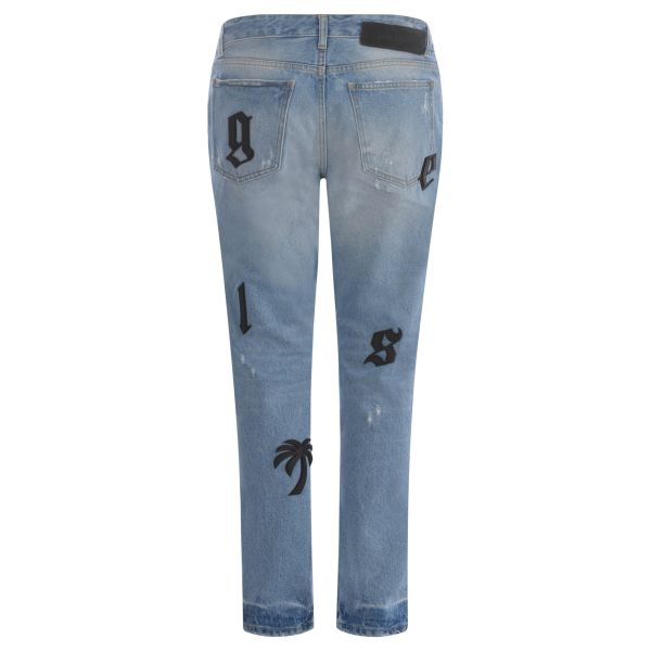 Palm Angels Logo Patch Classic Jeans Licht Blauw
