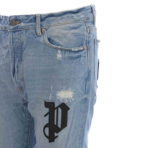 Palm Angels Logo Patch Classic Jeans Licht Blauw
