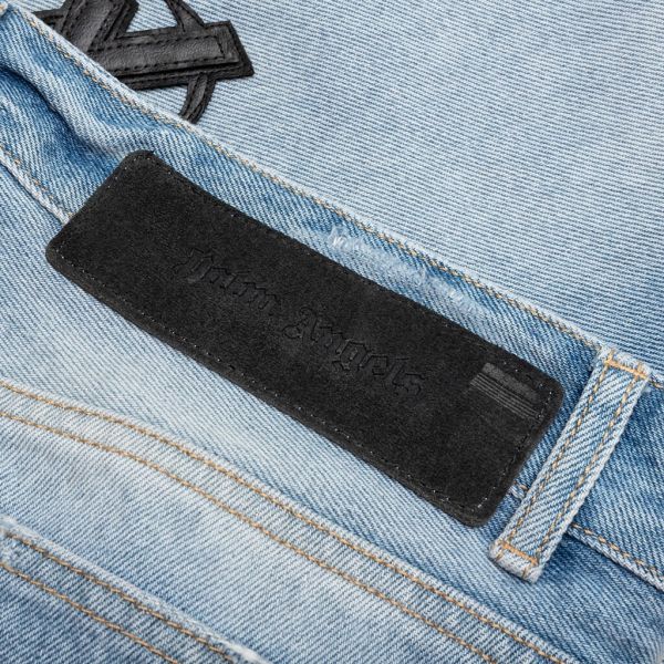 Palm Angels Logo Patch Classic Jeans Licht Blauw