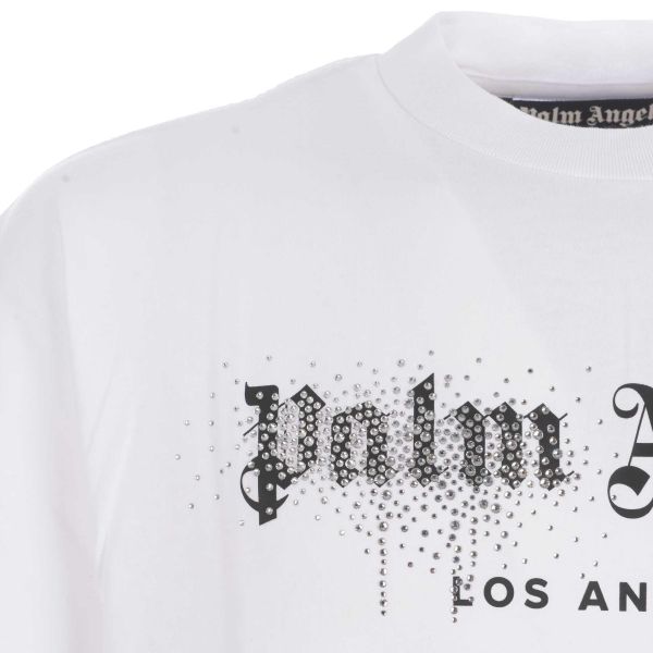 palm angels rhinestone sprayed classic t-shirt wit 2