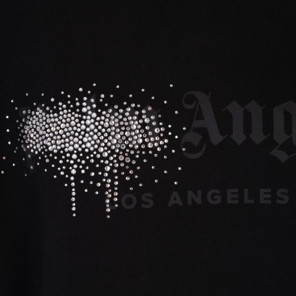 Palm Angels Rhinestone Sprayed Hoodie Zwart