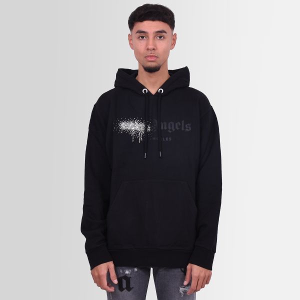 Palm Angels Rhinestone Sprayed Hoodie Zwart