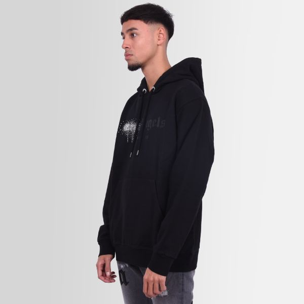 Palm Angels Rhinestone Sprayed Hoodie Zwart