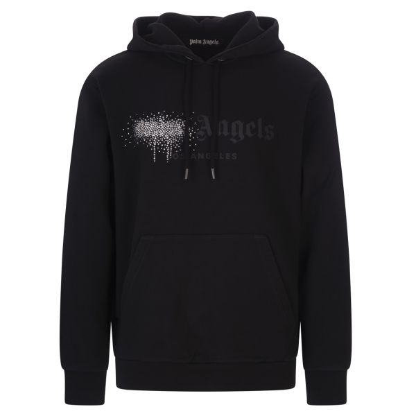 Palm Angels Rhinestone Sprayed Hoodie Zwart