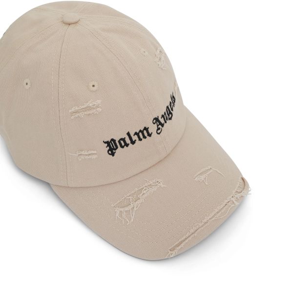 Palm Angels Ripped Logo Cap Beige