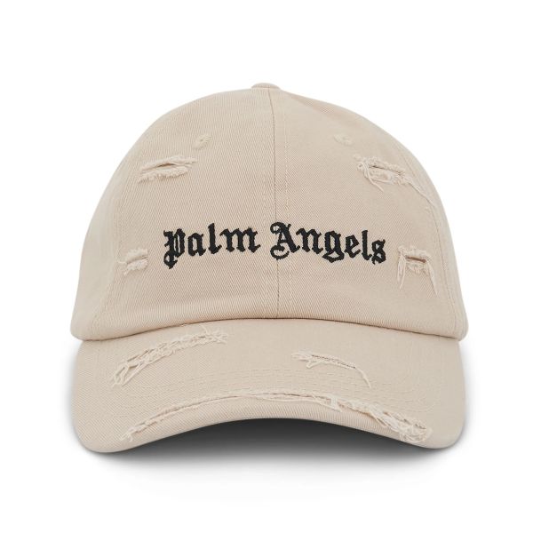 Palm Angels Ripped Logo Cap Beige